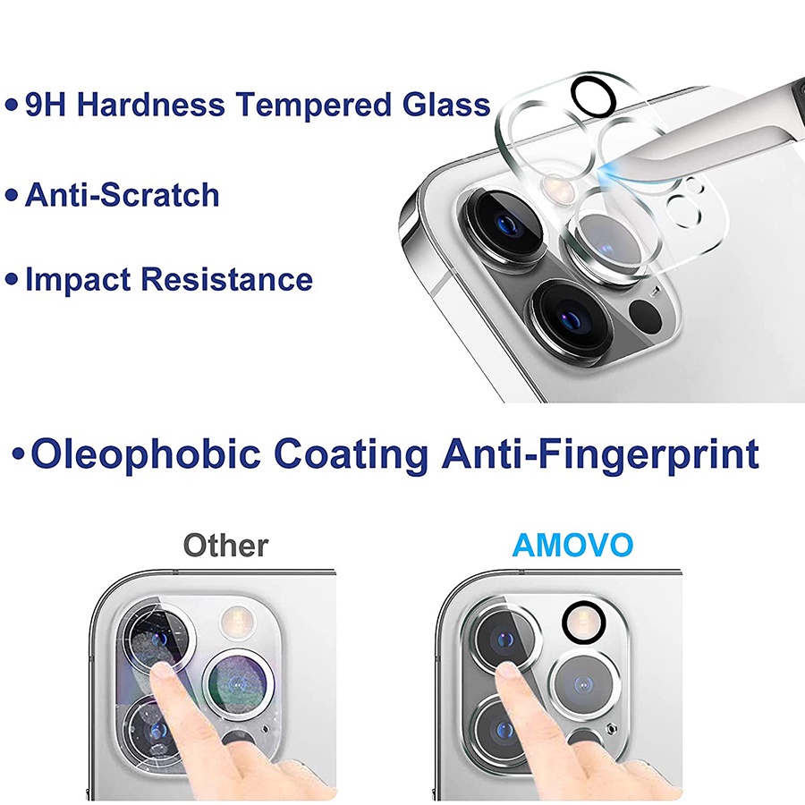 Set 2 Kính Cường Lực Bảo Vệ Camera Sau tương thích Cho iPhone 11 12 13 Pro Max 13 Mini