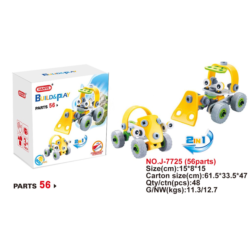 Đồ chơi giáo dục phát triển kỹ năng Stem lắp ghép Build&amp;Play mô hình xe mềm cho bé 2 trong 1 - Toyshouse 7725