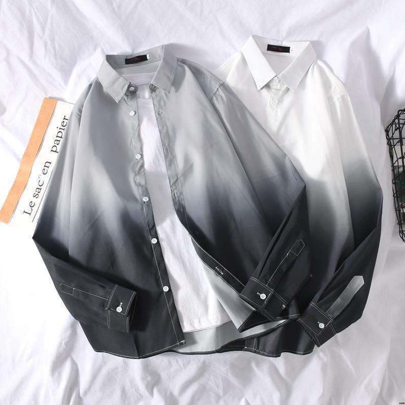 Áo Sơ Mi Tay Dài Nhuộm Màu Loang Phong Cách Hàn Quốc 2020 Cho Nam