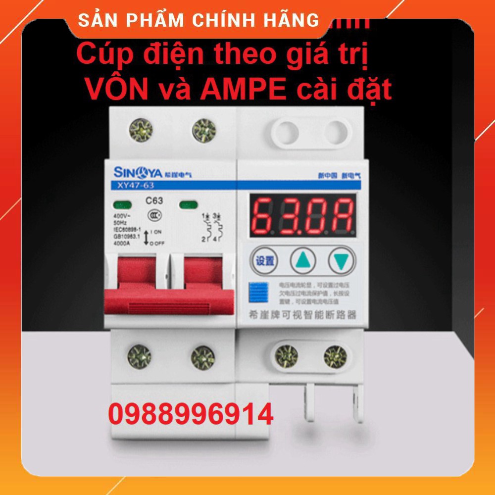 Aptomat thông minh- Ngắt điện theo giá vị VÔN và AMPE cài đặt 63A