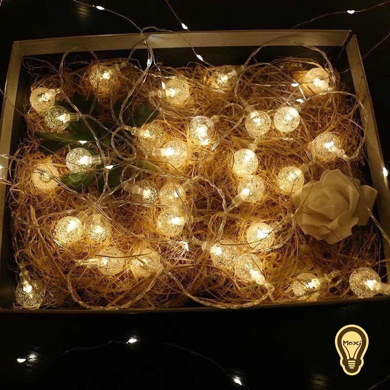 [ HÀNG SẴN ] Đèn LED dây chuỗi bóng tròn CHERRY BALL, sao cắm điện 10M 100 LED trang trí DECOR ngoài trời , phòng ngủ.