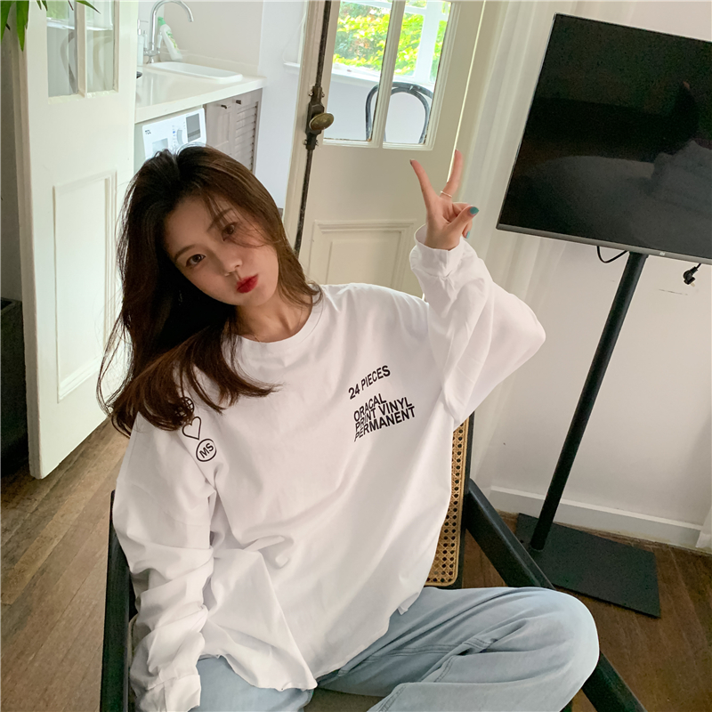 SUXI Áo Thun Tay Dài Dáng Rộng In Họa Tiết Thời Trang Mùa Thu Cho Nữ