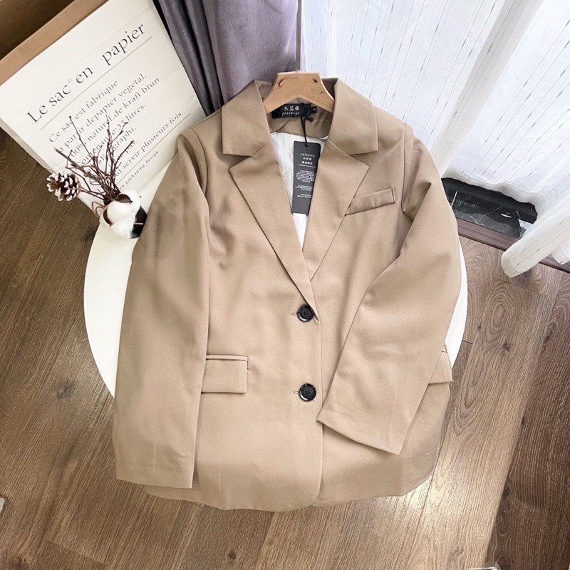Áo blazer nữ dài tay áo vest khoác ngoài phong cách Hàn Quốc - 4BASIC BL04