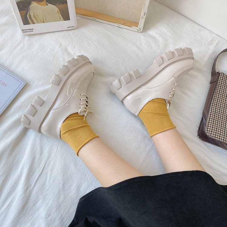 Giày Thể Thao Màu Trơn Buộc Dây Cá Tính Trẻ Trung Phong Cách Hàn Quốc Cho Nữ | BigBuy360 - bigbuy360.vn