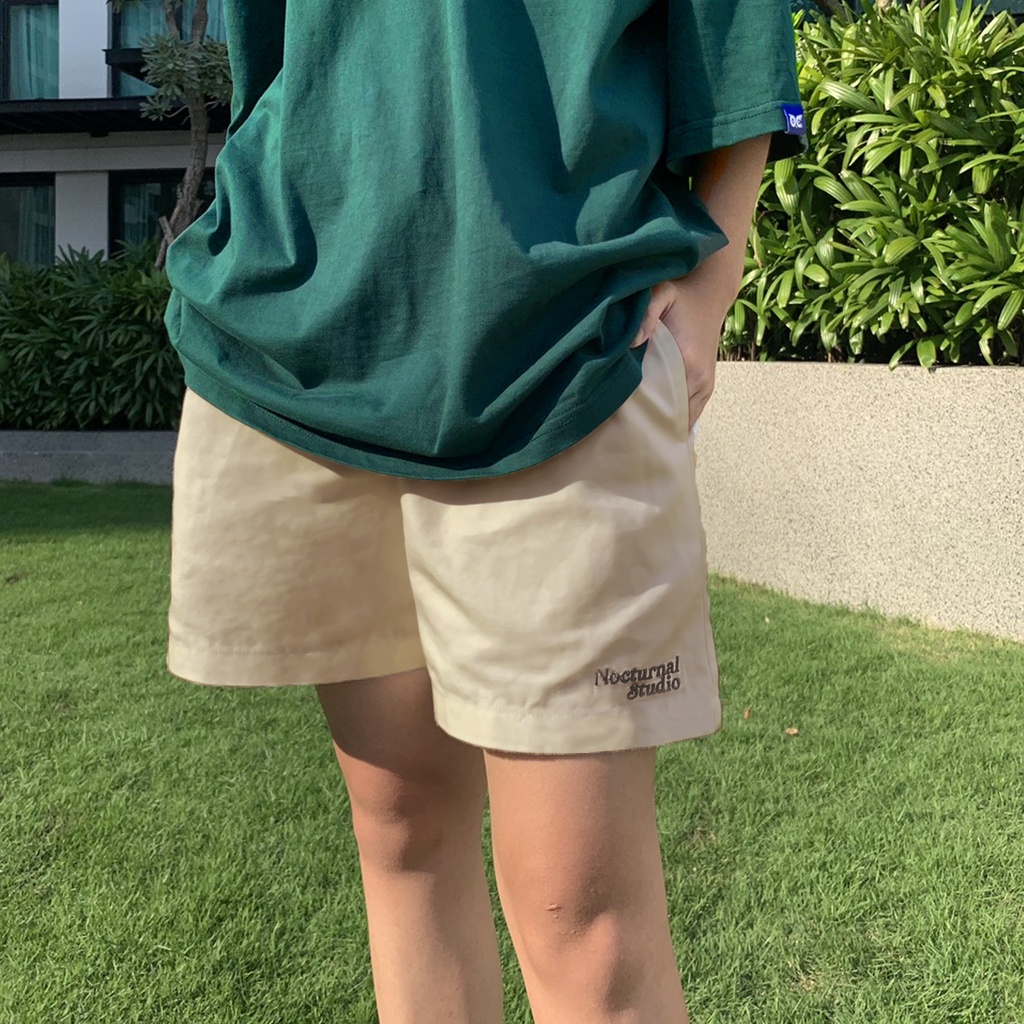 Quần Short Kaki Thêu Basic NOCTURNAL Unisex Local Brand Form Trên Gối