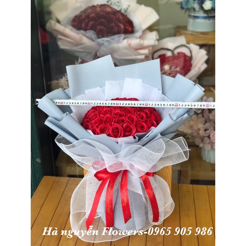 [QUÀ TẶNG SINH NHẬT]-Bó hoa hồng sáp 50 bông cao cấp tặng kèm thiệp nhận đặt màu theo yêu cầu