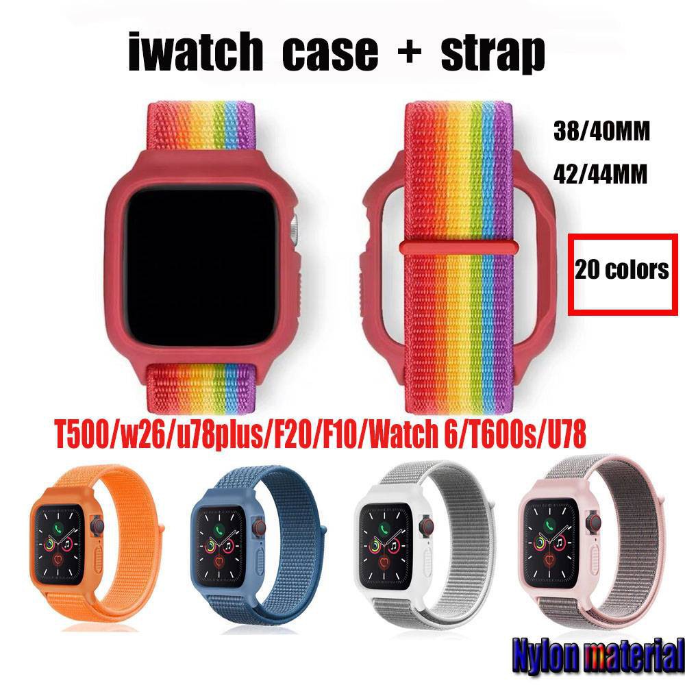 Dây cáp nylon có ốp dành cho Iwatch 7 /6/SE/ 4 / 3 / 2 / 1 38mm 40mm 42 mm 44mm 45MM 41MM T500 T600 Ft50 W26 W98 F10 U78 T600