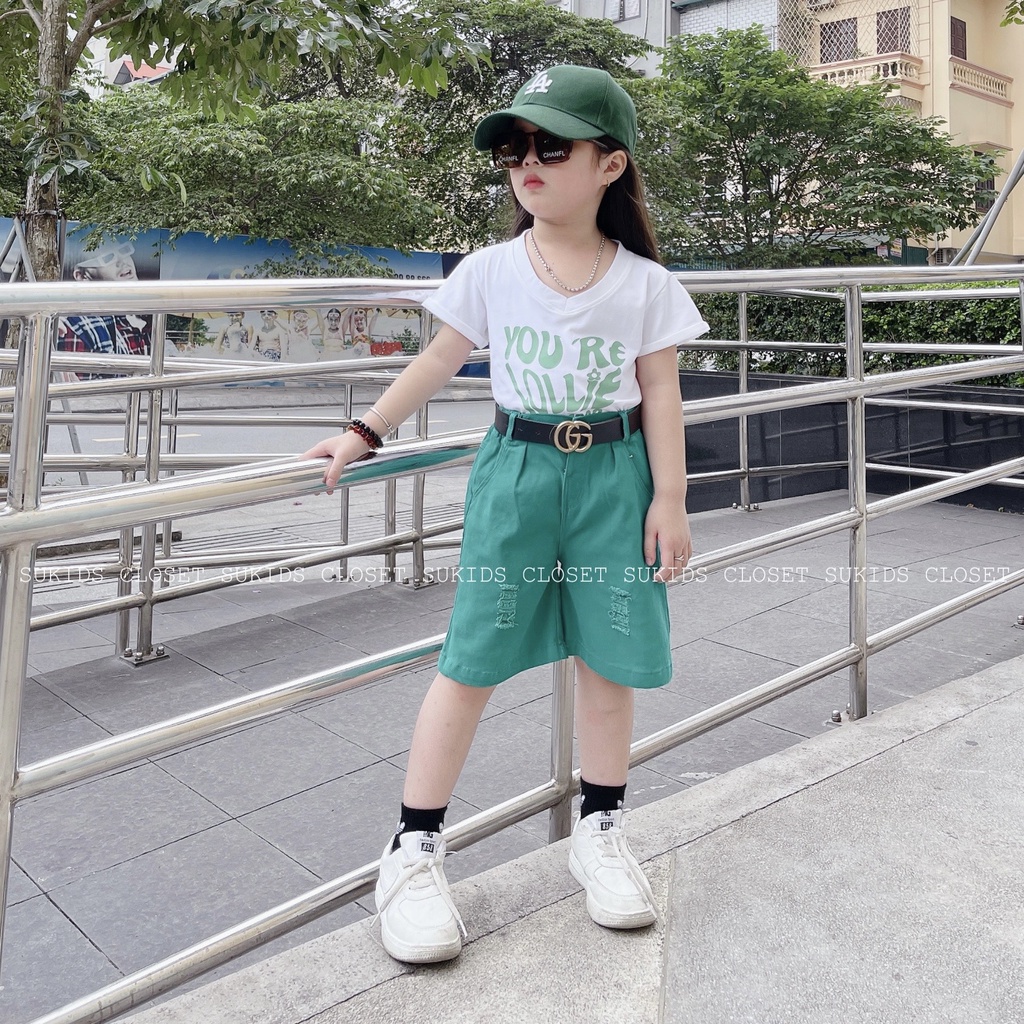 Bộ Bé Gái Đa Phong Cách 11kg-36kg( Áo cottong cổ tim+ Quần kaki mềm) - B60