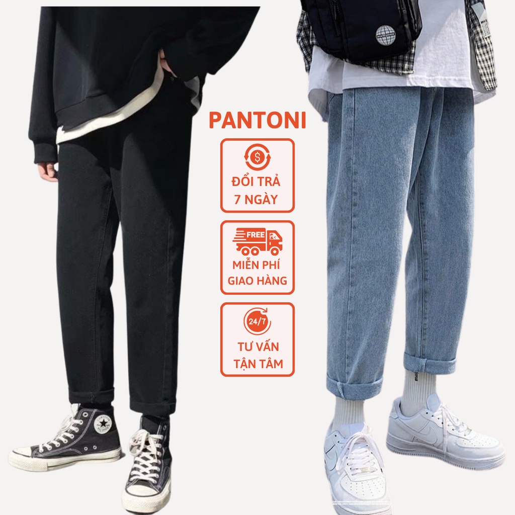 Quần baggy nam ống suông Pantoni, Baggy jeans nam/nữ hottrend 2022