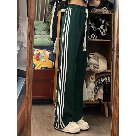 Quần Dài Ống Rộng Họa Tiết Sọc Thời Trang Cho Nữ