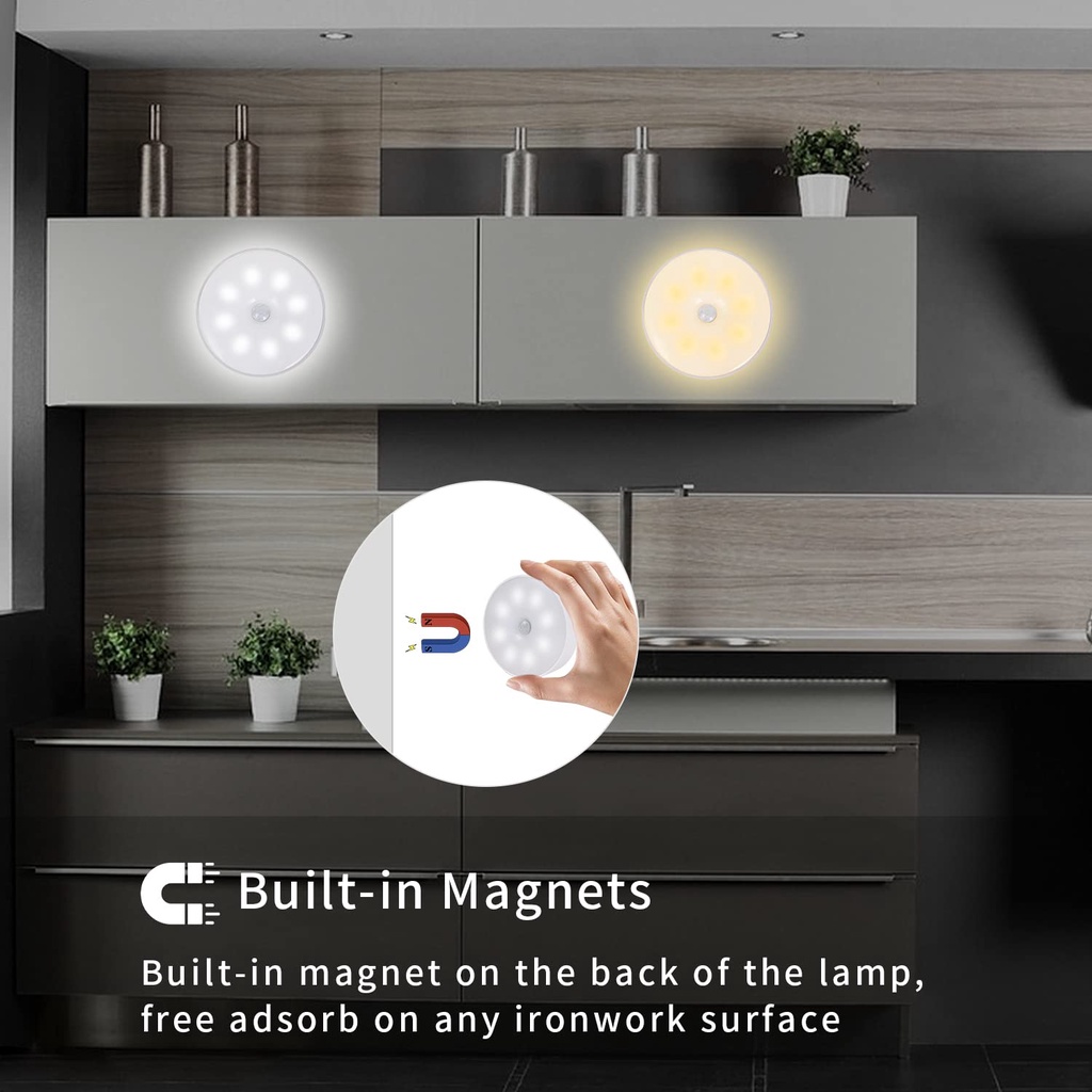 Đèn LED Mini Gắn Tường Cảm Ứng Chuyển Động Chạy Bằng Pin