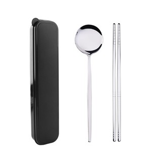 Bộ 2 món đũa, thìa, inox cao cấp - màu xám