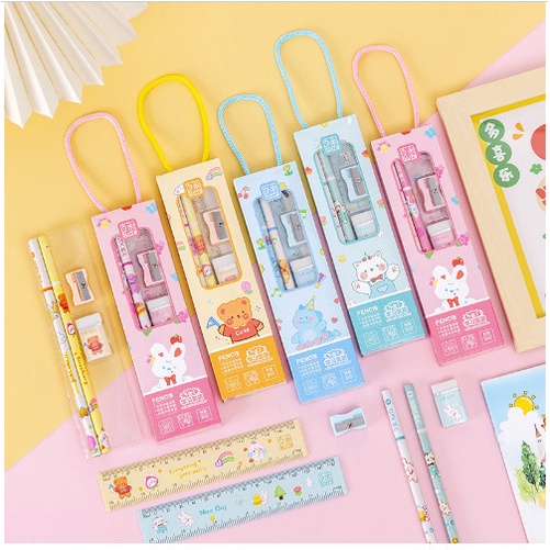 Bộ 5 dụng cụ học tập Muji tiện lợi, quà tặng học sinh dễ thương nhiều màu lựa chọn SR032