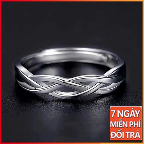 Nhẫn Nam Nữ Sóng Tròn Màu Bạc Clock Accessories Thời Trang Chất Titan Đẹp Đơn Giản Không Gỉ - Nhẫn Unisex Ring For Men