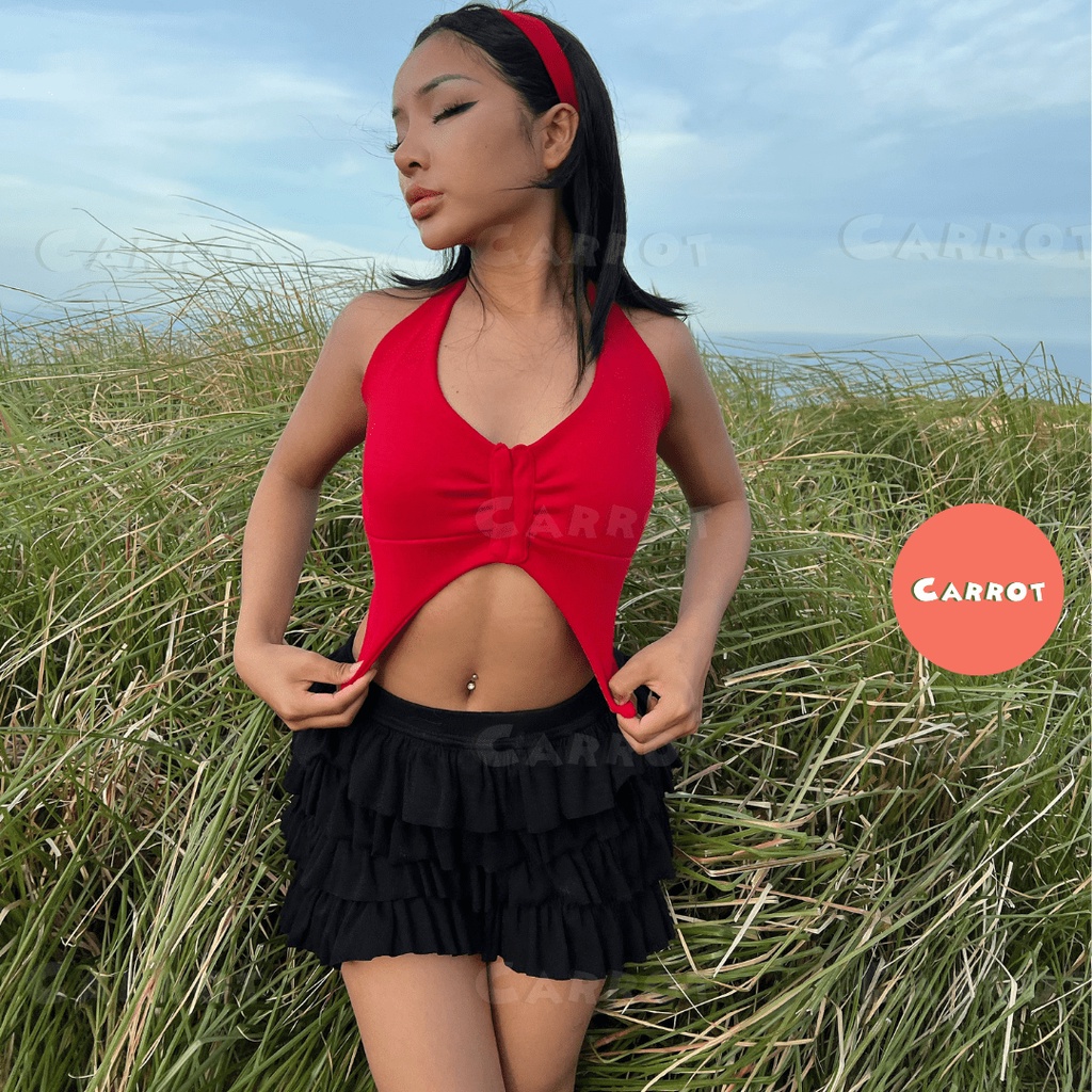 Áo croptop khoét ngực sexy cột dây tôn dáng trendy thời trang nữ carrotxinhdep