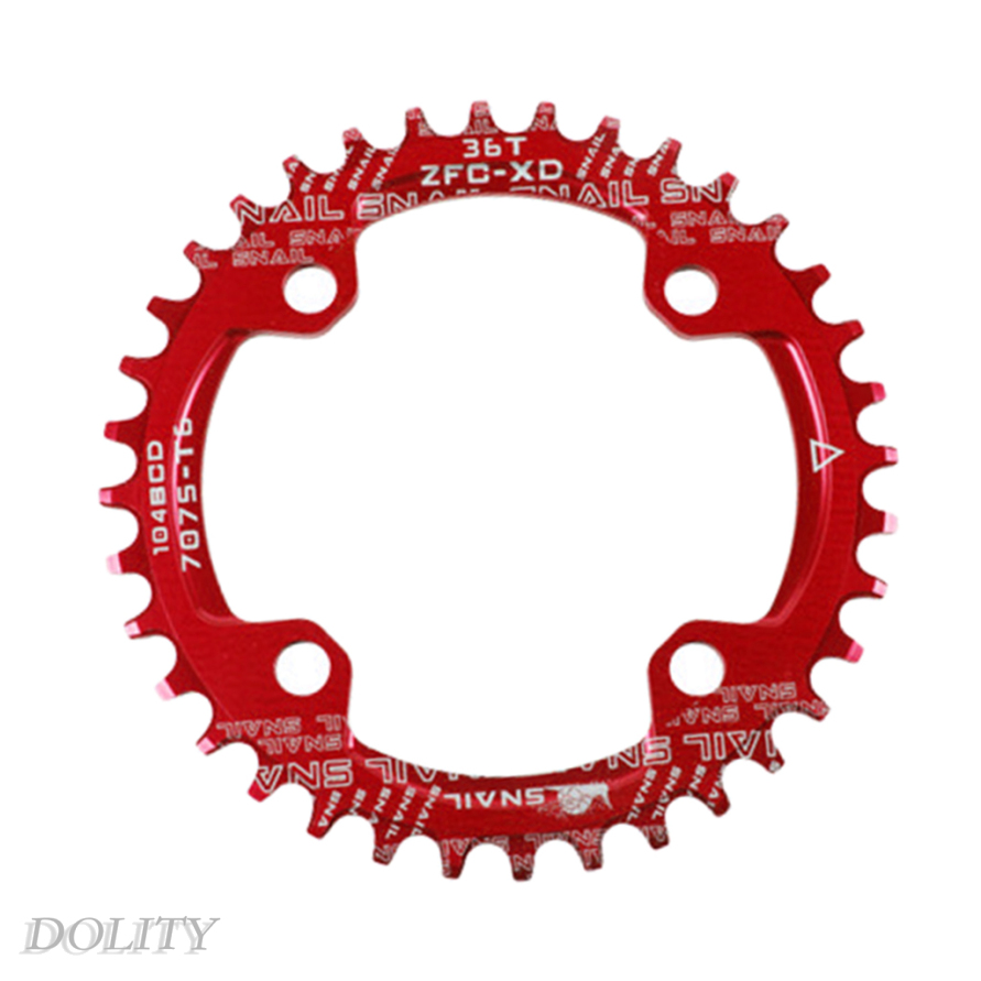 [DOLITY]Bike Chainring 104 BCD Single Speed Chain Ring 32T 34T 36T 38T Red  32T