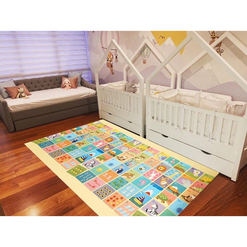 Thảm 100% Silicone Dwinguler hình MASAI CON VẬT VÀ CHỮ CÁI