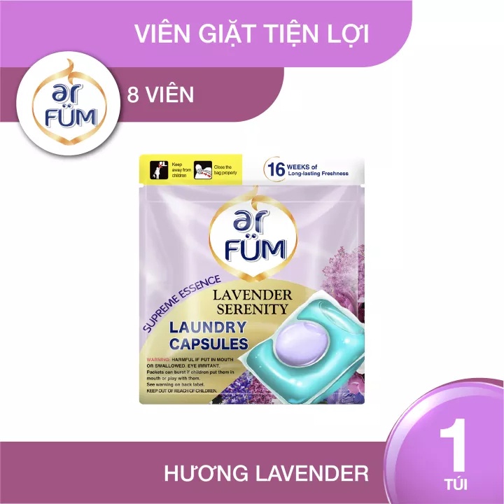 Túi Viên Giặt Xả Tiện Lợi arFum Hương Hoa Công Nghệ Nhật Bản (8 Viên/ Túi)