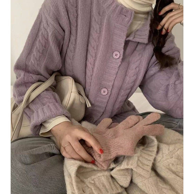 Khoác Len Ulzzang | Khoác Len Cardigan Ulzzang Dày Dặn 3 Màu Xinh Xắn Phong Cách Hàn Quốc | BigBuy360 - bigbuy360.vn
