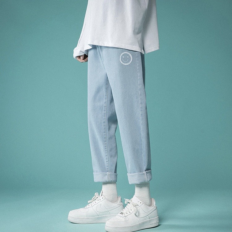 Quần Jean Baggy Nam Nữ Unisex Cao Cấp Ống Suông Hình Mặt Cười QJ04 | BigBuy360 - bigbuy360.vn