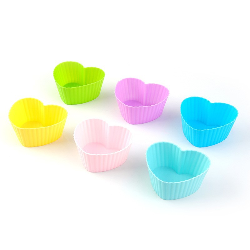 Khuôn bánh cupcake muffin silicon hình trái tim 7cm