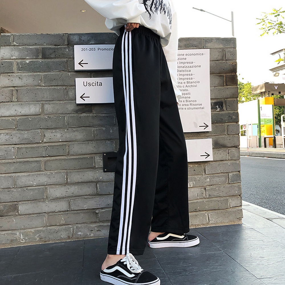 Quần ống rộng 3 sọc chất sạn dáng dài BIGOMALL - Quần 3 sọc culottes nữ hót trend Freesize Form 52kg