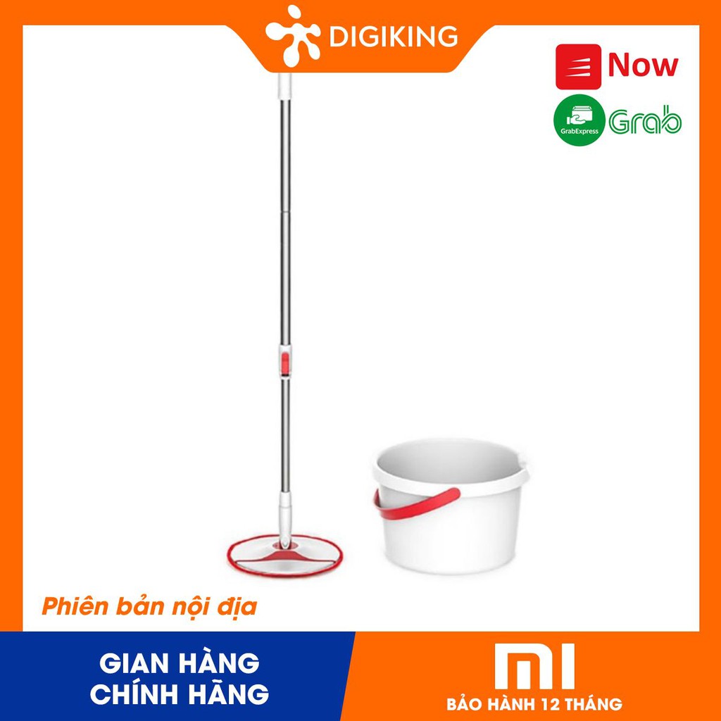 Bộ cây lau nhà thông minh  XIAOMI Yijie Rotary Mop Set YD-02 Red Gray Cloth