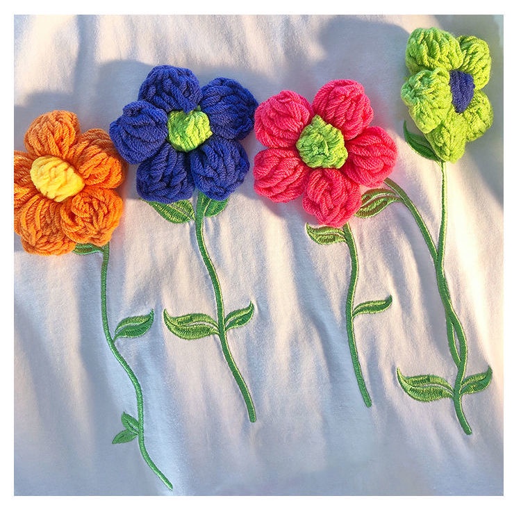 Áo Thun Ngắn Tay In Họa Tiết Hoa Nhỏ Màu Xanh Dương Phong Cách Âu Mỹ Thời Trang Mùa Hè 2022