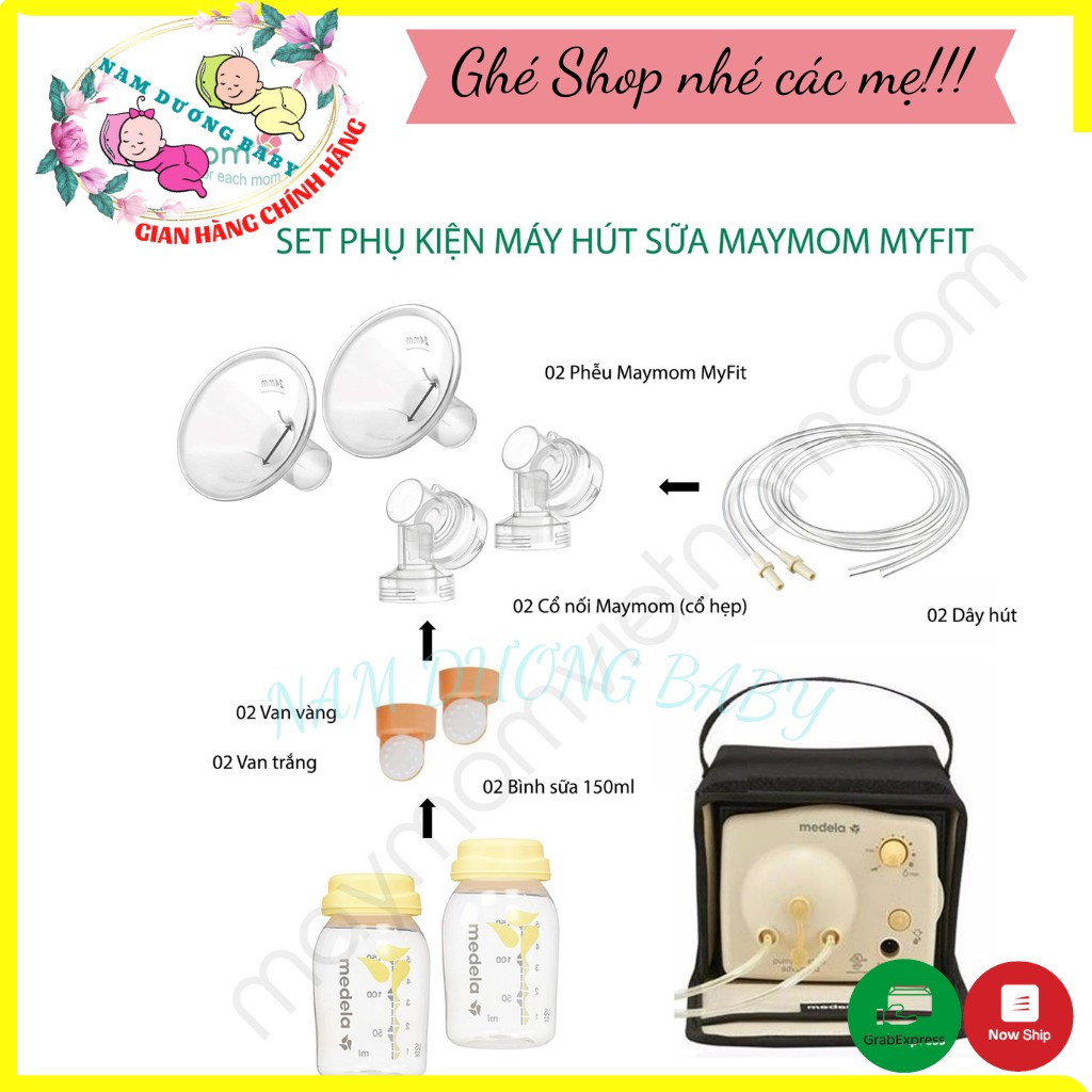 Bộ phụ kiện Maymom dùng cho máy hút đôi các sz 13-15-17-19-21-24mm