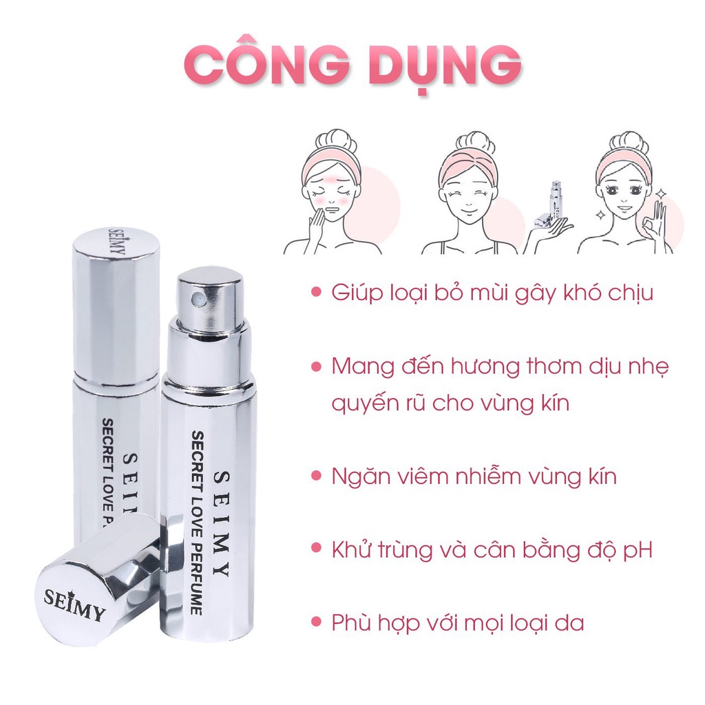 Nước hoa vùng kín Seimy - Secret Love Perfume - Nước hoa cô bé - Lưu hương lâu 24 giờ Hương thơm chuẩn Pháp 5ml