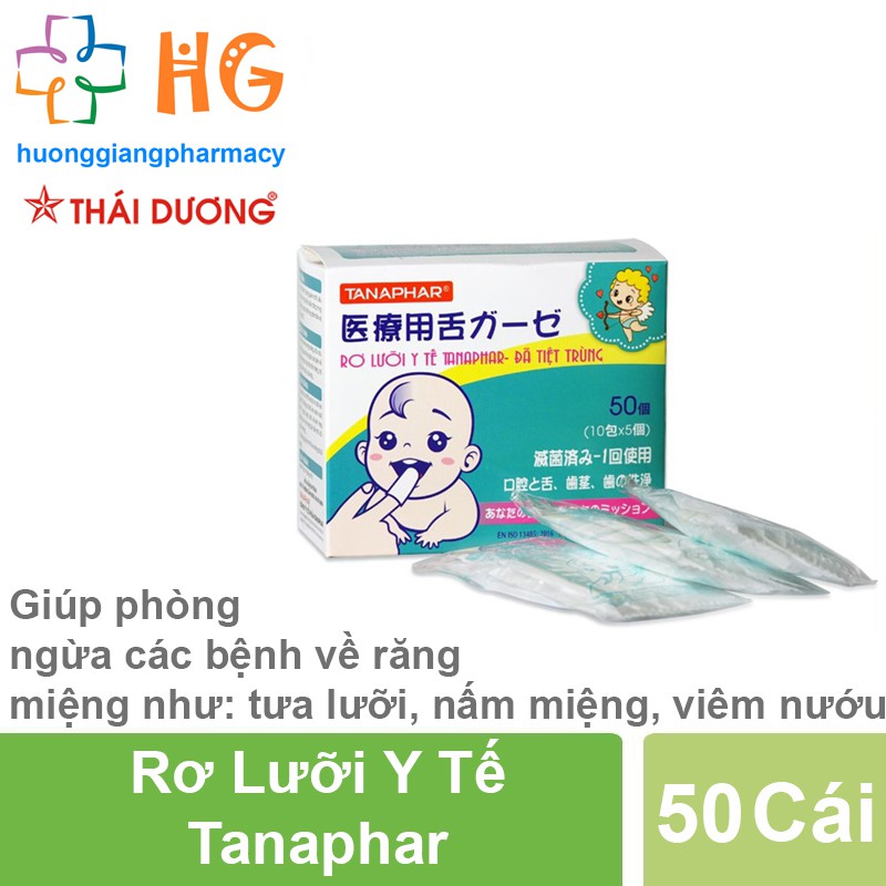 Rơ lưỡi y tế Tanaphar đã tiệt trùng - Giúp phòng ngừa các bệnh về răng miệng như: tưa lưỡi, nấm miệng, viêm nướu (Hộp 50