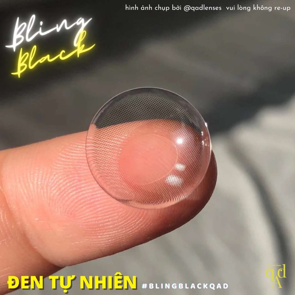 Lens đen tự nhiên cận không giãn tròng kèm khay dụng cụ đeo Bling Black - Kính áp tròng dành cho mắt - Qadlenses