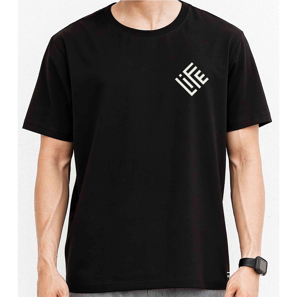 Áo thun đen nam nữ in hình Life tay ngắn form rộng Unisex