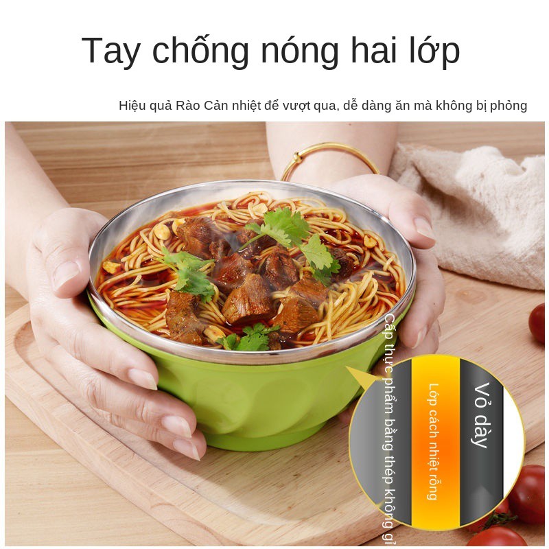 [6 gói] Bát inox màu, chống bỏng, rơi, cách nhiệt, dùng cho bữa ăn gia đình dành trẻ em, mì liền nóng