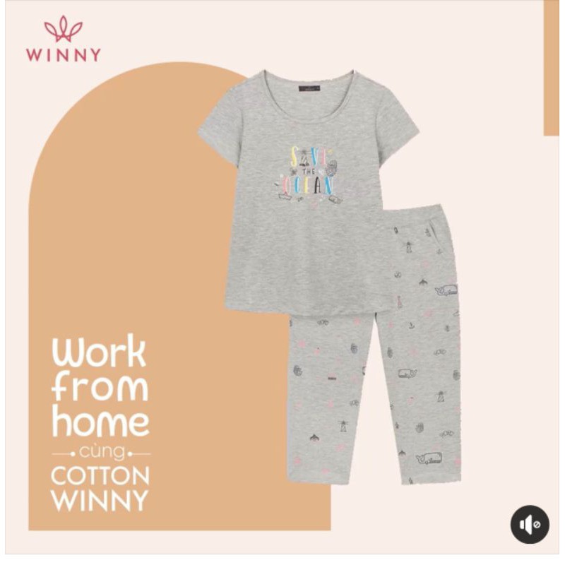 Bộ mặc nhà áo cộc tay quần lửng Cotton Winny 21288 Giá 465.000đ