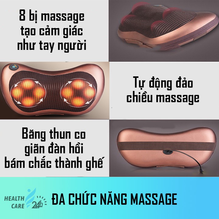 Gối massage 8 bi mát xa cao cấp giúp giảm đau mỏi, cải thiện tuần hoàn máu [Bảo hành 6 tháng]