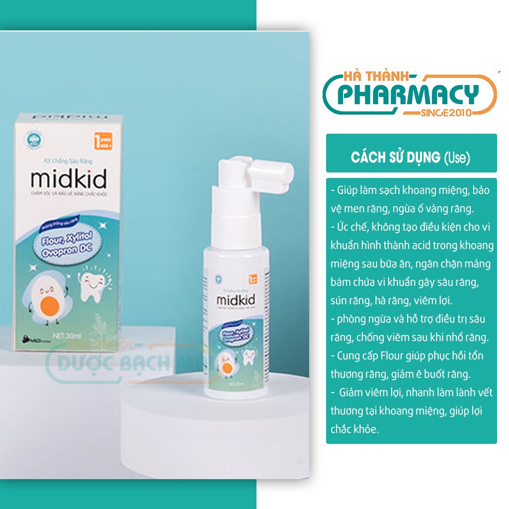 Xịt chống sâu răng midkid giải pháp phòng ngừa sâu sún mủn răng ở trẻ nhỏ thay thế kem đánh răng - Chai xịt 30ml