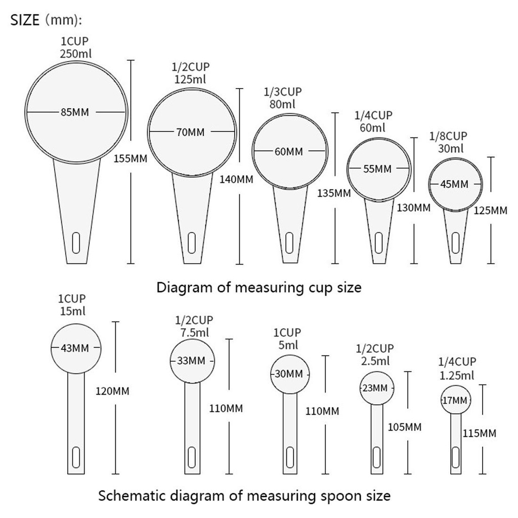 Set 10 muỗng đo lường làm bánh bằng PP DIY tiện dụng