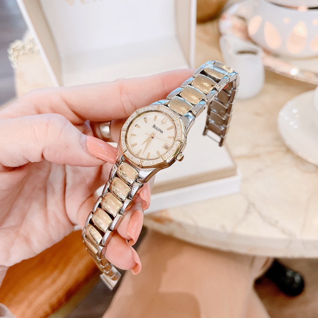 Đồng hồ nữ chính hãng Bulova  Diamond Accent Date Calendar Two-Tone - Máy pin - Kính cứng