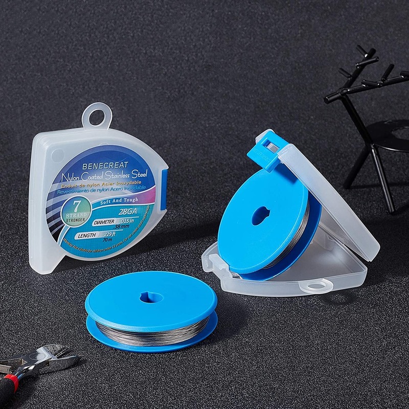 1 Cuộn Dây Nylon Phủ Thép Không Gỉ Dùng Làm Vòng Tay / Vòng cổ Màu Sắc