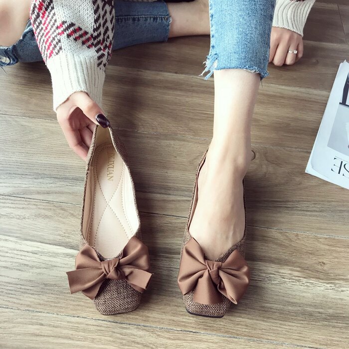 Free Ship 50k giày búp bê nữ chất dạ thắt nơ bản to cực xinh