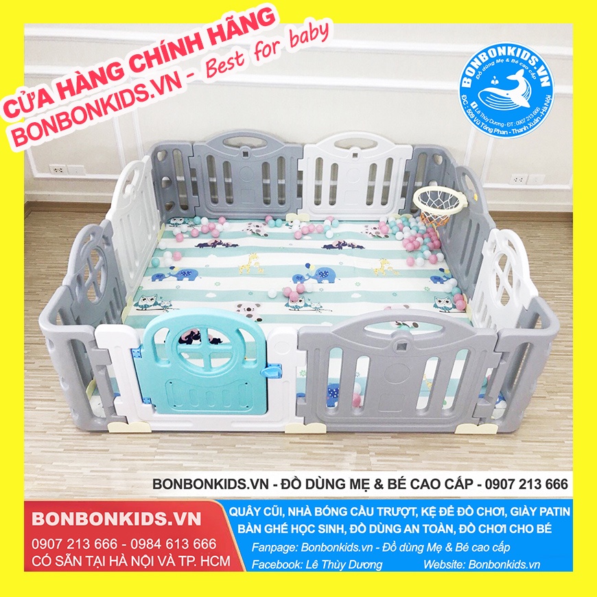 Quây Cũi nhựa Hàn Quốc Newber Kitty bo góc (1m8x2m) cao cấp - Quây bóng cho bé