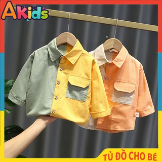 Áo Sơ Mi 2 Màu Hot Trends Cho Bé Mặc Đi Học Đi Chơi Size 8-26kg