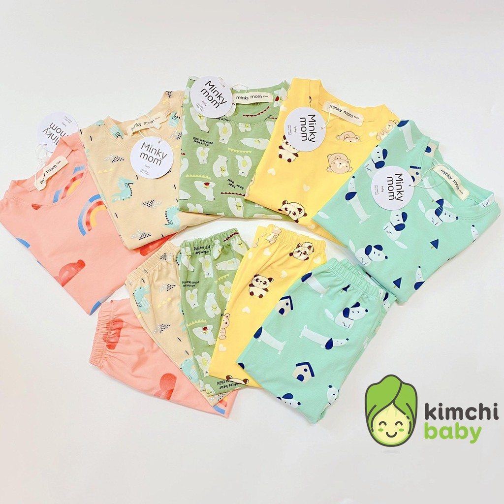 Bộ Dài Tay Cotton 100% Minky Mom Họa Tiết Cầu Vồng - Gấu Trúc - Khủng Long Dễ Thương Cho Bé MKM08 (Sz từ 7-19kg)