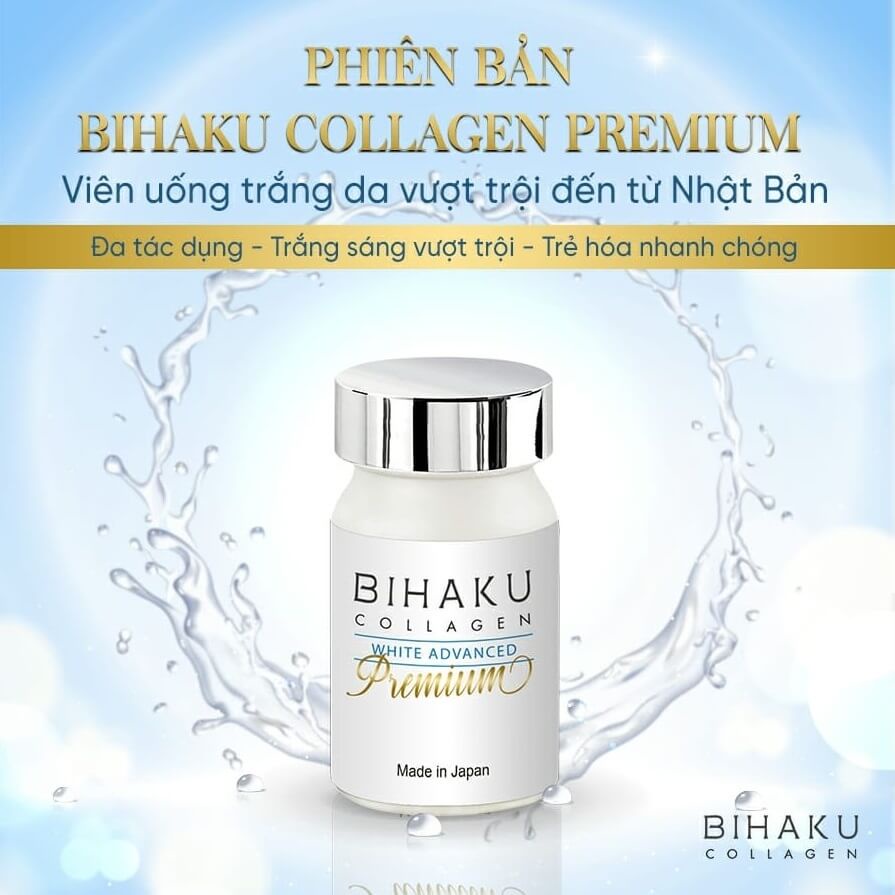 Viên uống Bihaku Collagen Premium white advanced 30 viên trắng da và ngăn lão hóa - Bác Sĩ Nghĩa
