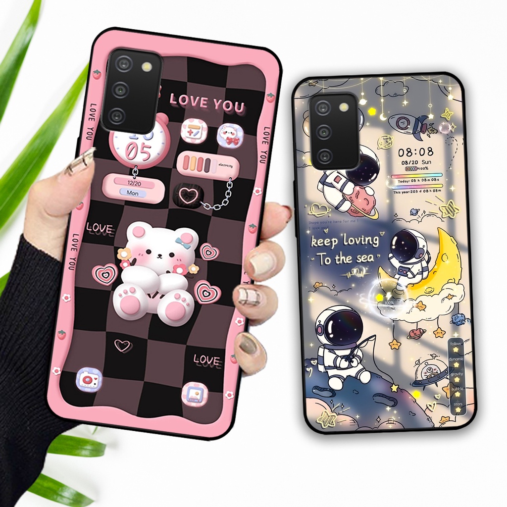 Ốp lưng Samsung A02s - Samsung A03s hình gấu, vũ trụ ngân hà chibi. ốp chống sốc bền đẹp