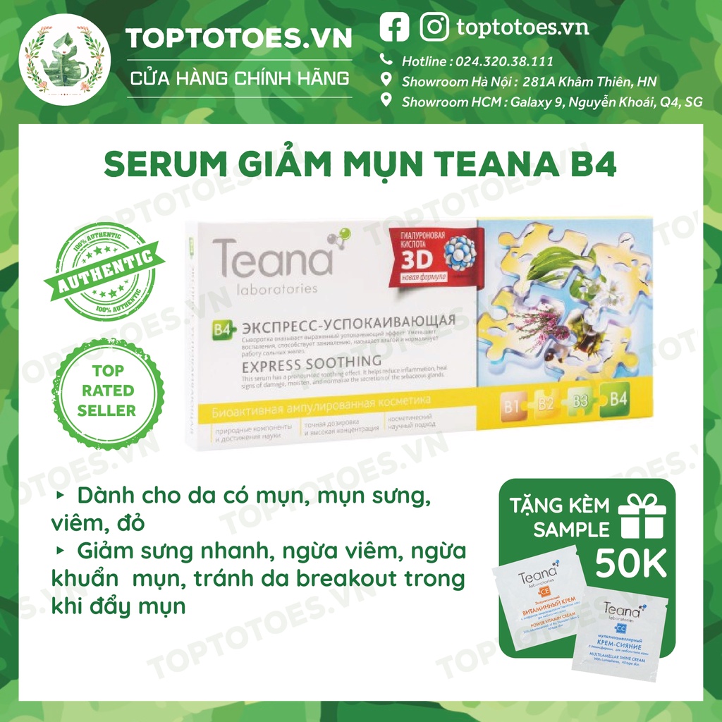 Serum Teana B4 Express Soothing giảm sưng viêm, mụn, phục hồi da