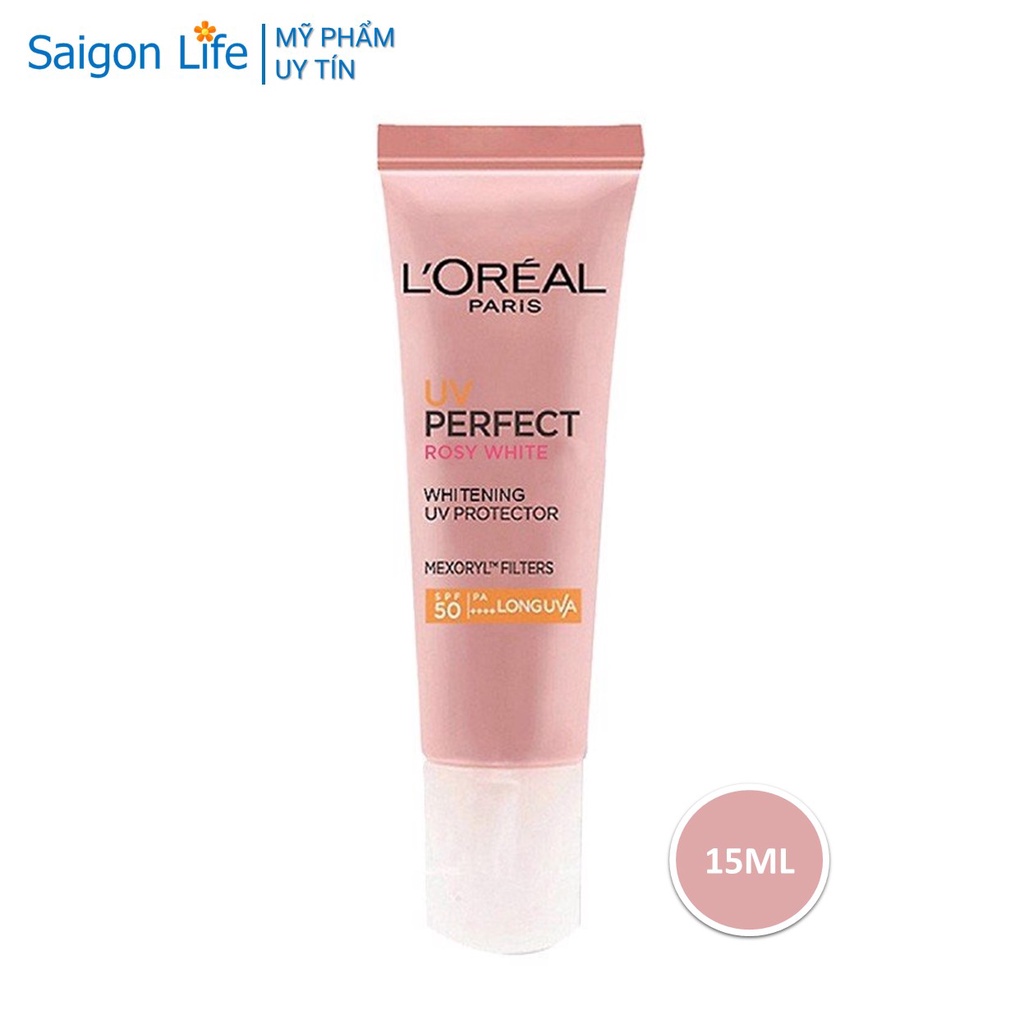 Kem Chống Nắng Dưỡng Trắng Tức Thì L'Oreal Paris UV Perfect Rosy/Instant White SPF50+ PA++++ 15ml (Hồng)