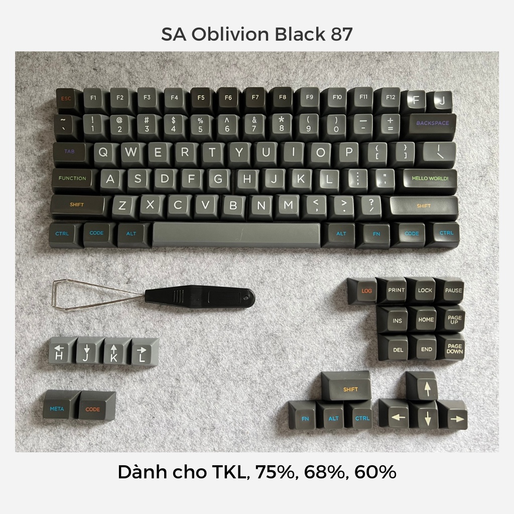 Keycap SA Oblivion Black ABS tráng men cao cấp | Nút bàn phím cơ - Kicap