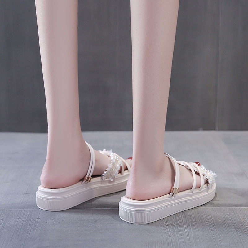 Giày Sandal Đế Phẳng Hai Quai Phong Cách La Mã Thời Trang Mùa Hè Hàng Mới Dành Cho Bạn Nữ Mang Thai Đi Biển